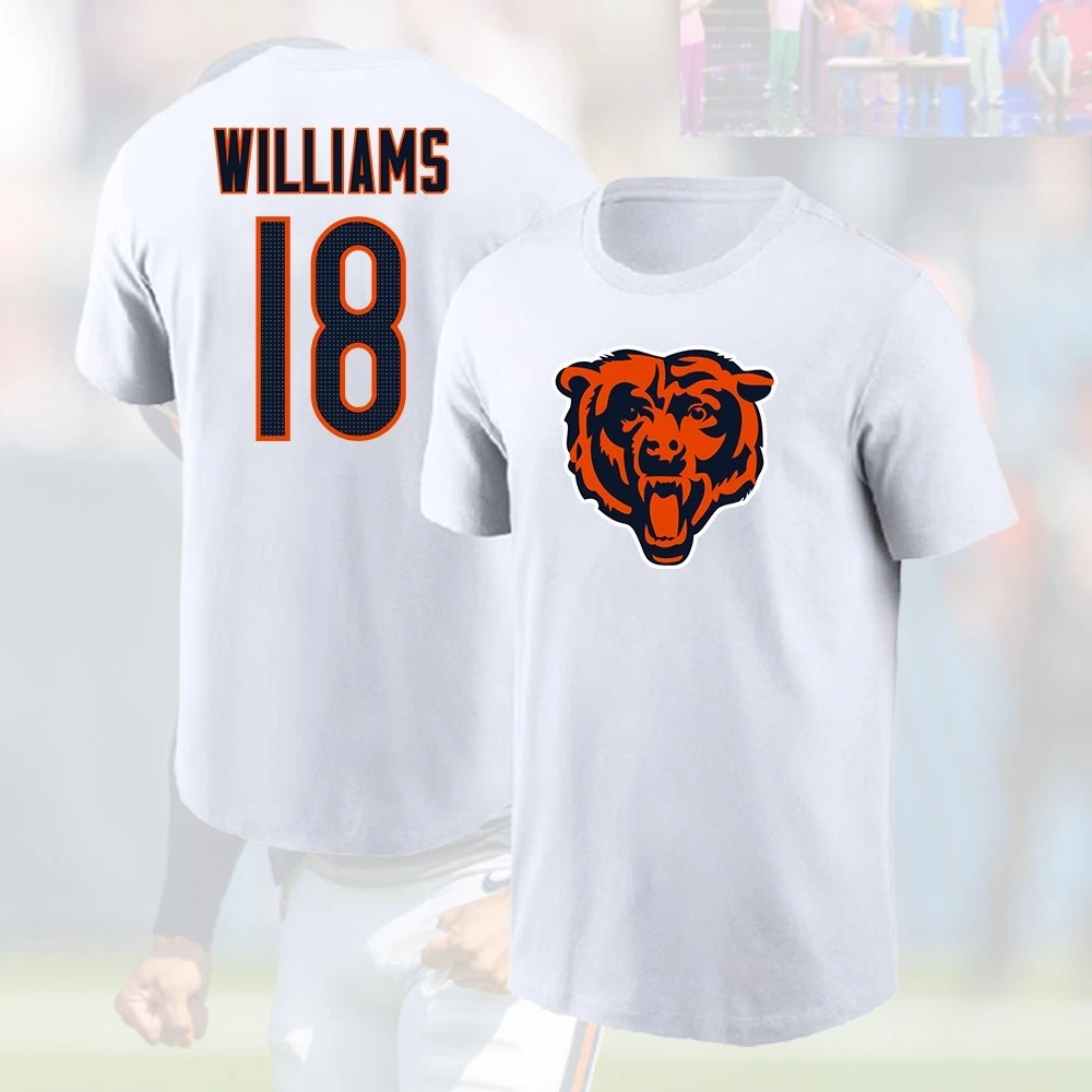 Caleb Williams #18 Chicago Bears Double Sided T-Shirt Fan Logo