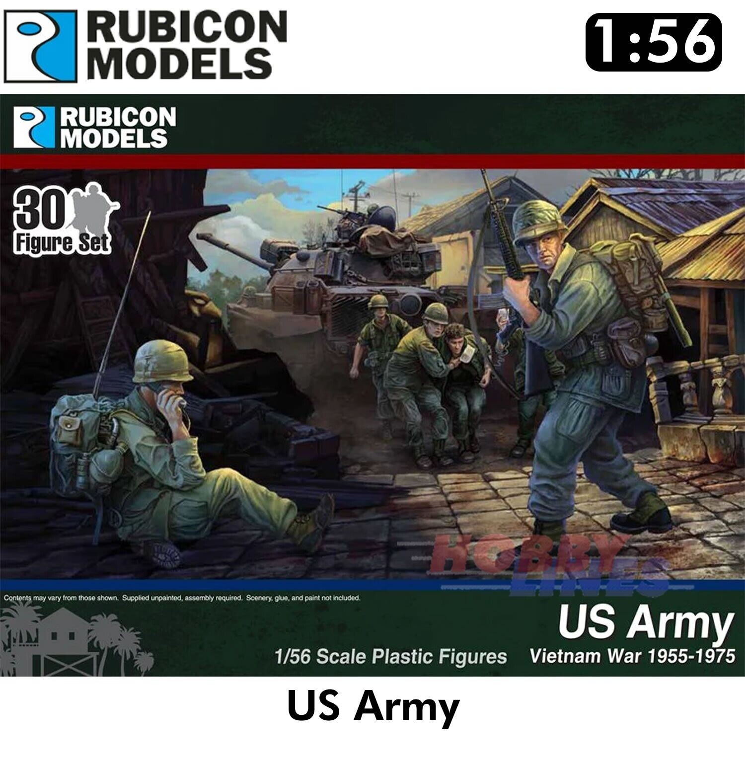 US Army Vietnan War 1955-1975 30 Figures 1:56 Kit Rubicon Models 281004