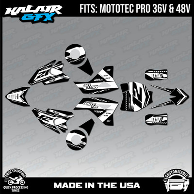 Graphics Kit for MotoTec Electric Dirt Bike 36V 48V Pro Lethal-WHITE