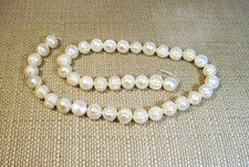 Nice 16" Strand of 11mm x 9mm White Iridescent Freshwater Baroque Pearls Lot B1