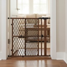 Easy Installation Baby Gate - Adjustable Wood Gate for Kids Pets, 23 In High