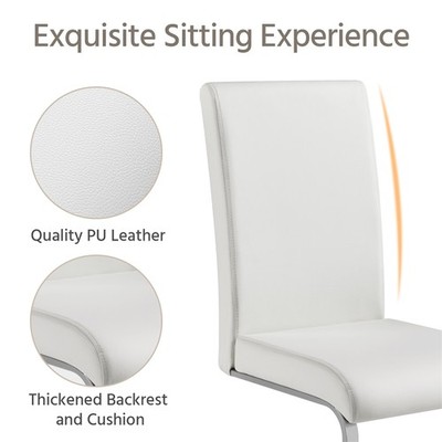2PCS Dining Chair PU Leather Padded Dining Room Chairs Home