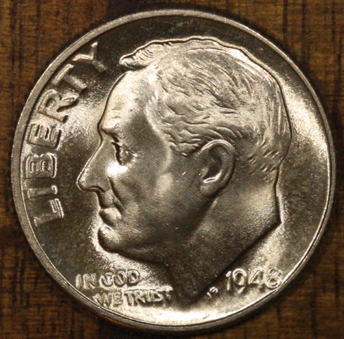 1948 D Roosevelt Dime CHOICE BU LUSTER! 90% Silver From OBW Rolls