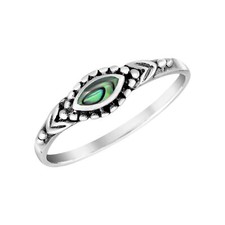 Colorful Marquise Shaped Abalone Shell Inlay Sterling Silver Ring-8
