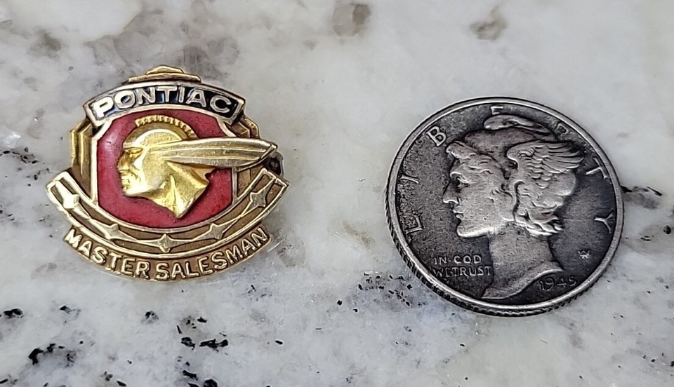 Vtg Rare 40's60's Pontiac Master Salesman GM 10K Gold Lapel Pin Dealer