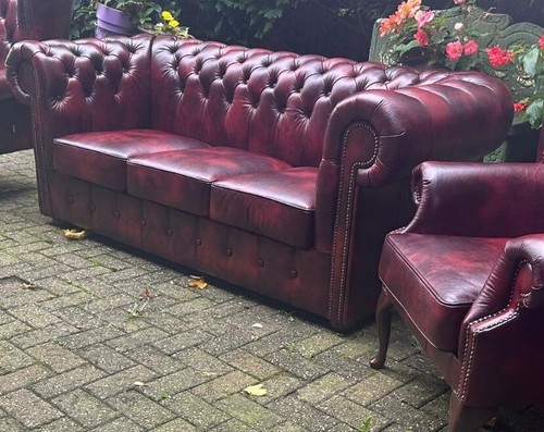 Chesterfield Claridge 3 Sitz Luxus Rinder Narben leder Sofa Luxus Echt leder - Bild 6 von 24