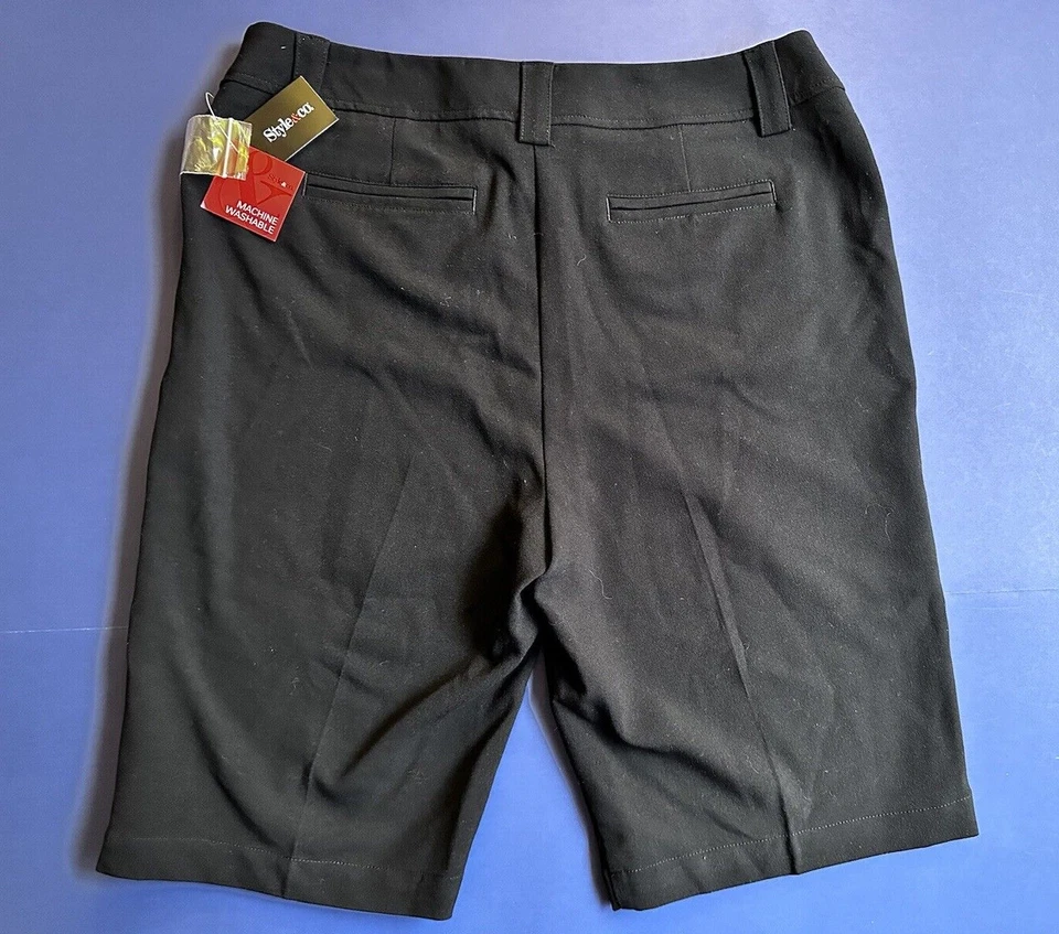  Pantalones Cortos para Caminar Style & Co Bermudas de Tiro Medio City Negro Profundo talla 10 Nuevos Foto 4 de 4
