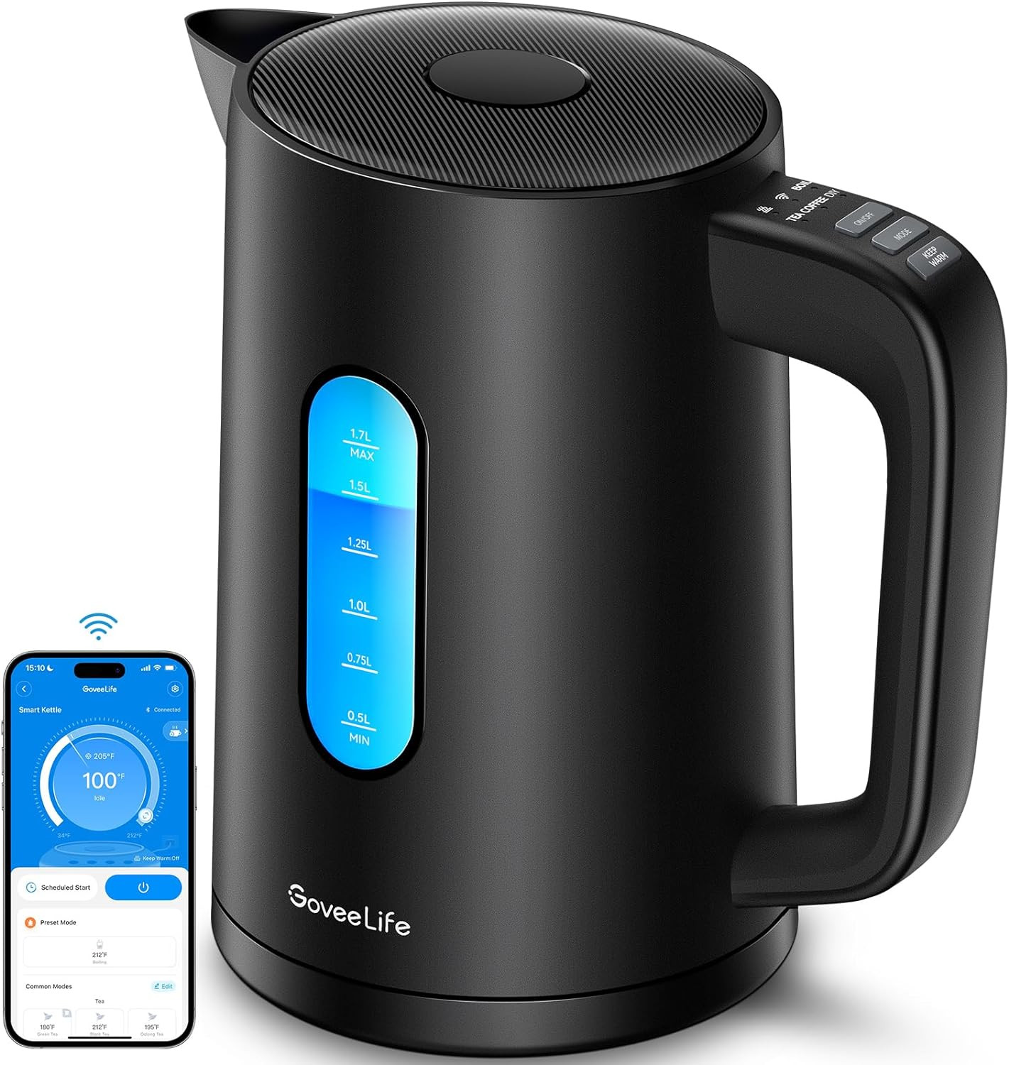 Smart Electric Kettle Temperature Control 1.7L, Wifi Electric Tea Kettle with LE