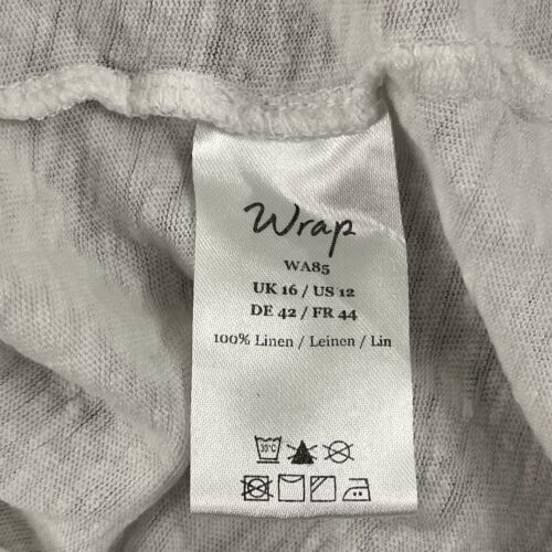 WRAP London Shirt Women Size UK 16 US 12 100% Linen White Half Sleeve Blouse Top - Picture 3 of 9