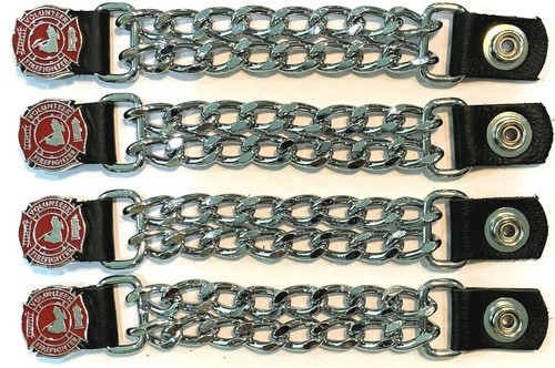 4 VOL.FIRE FIGHTER DIAMOND CUT CHROME CHAIN MOTORCYCLE VEST EXTENDERS USA MADE - Picture 2 of 2