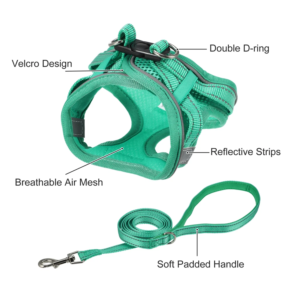 Dog Harness with Leash Set Adjustable Reflective Vest Harnesses for Small Dog