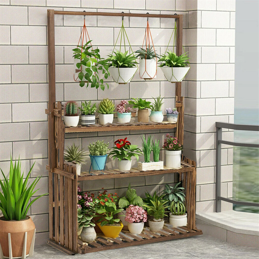 Heavy Duty Hanging Plant Stand Multiple Flower Potted Rack Planter