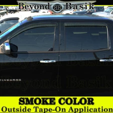 2014-2018 Chevy Silverado 4DR Crew Cab SMOKE Door Vent Visors Window Rain Guards