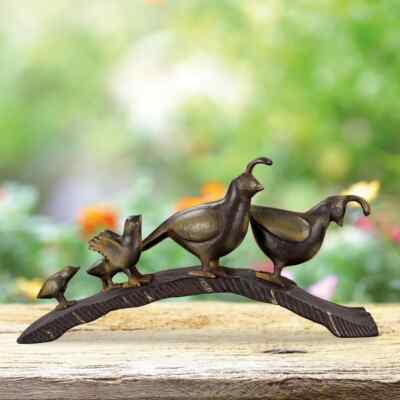 Quail Family Parade Garden Sculpture-18.5'' X 10''H