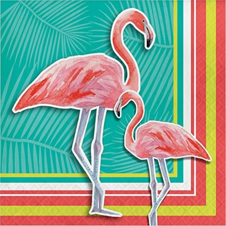 Tropical Flamingo Party Supplies Plates Napkins Table Cover Beach Luau Serves 16 - Image 3 of 4