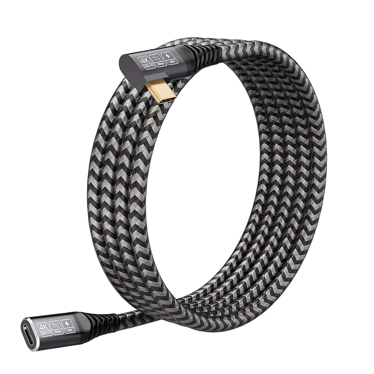 Rallonge USB C 2m de qualité supérieure nylon tressé gris sidéral