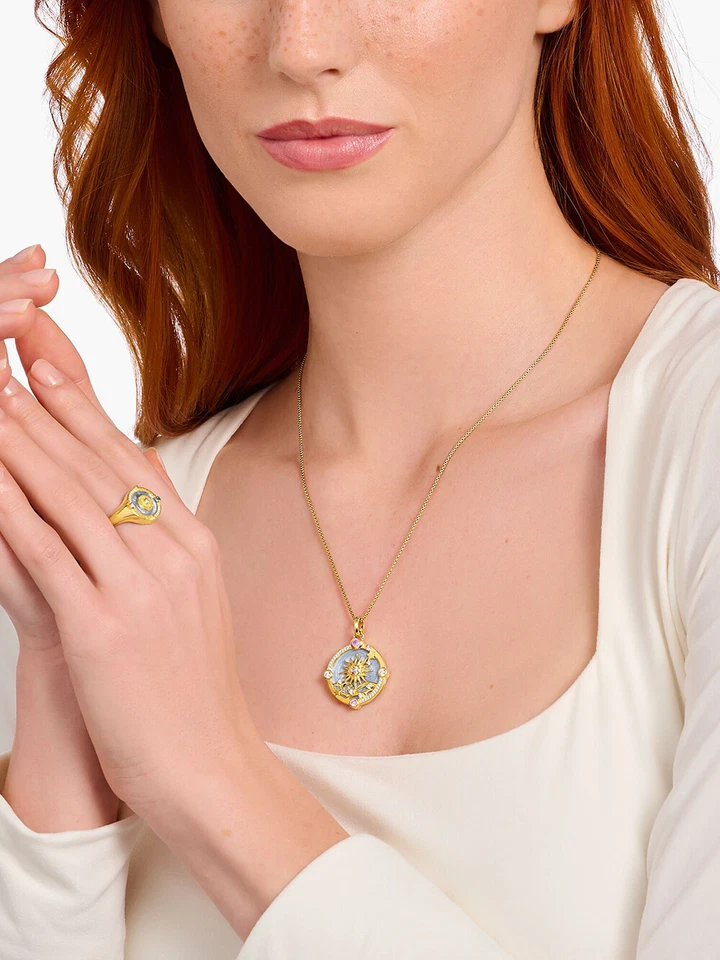 Thomas Sabo PE960-471-1 Ciondolo a catena placcato oro con smalto azzurro Donna - Immagine 4 di 4