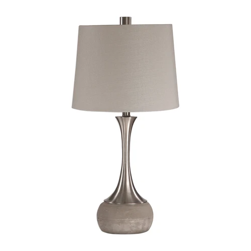 Mid Century Modern Concrete Silver Table Lamp | Gray Round Bottle Round Retro - Picture 4 of 4