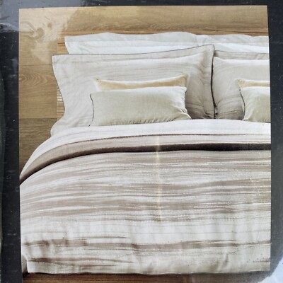 Set of 2 Christy Linens Painted Stripe Mocha Standard Pillow Shams Brand New NWT