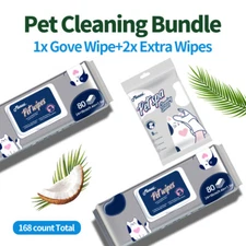Mioszzi 2 Pet Wipes +1 Glove Wipes, Stain-Free Formula Post-Walk Mud Cleaning