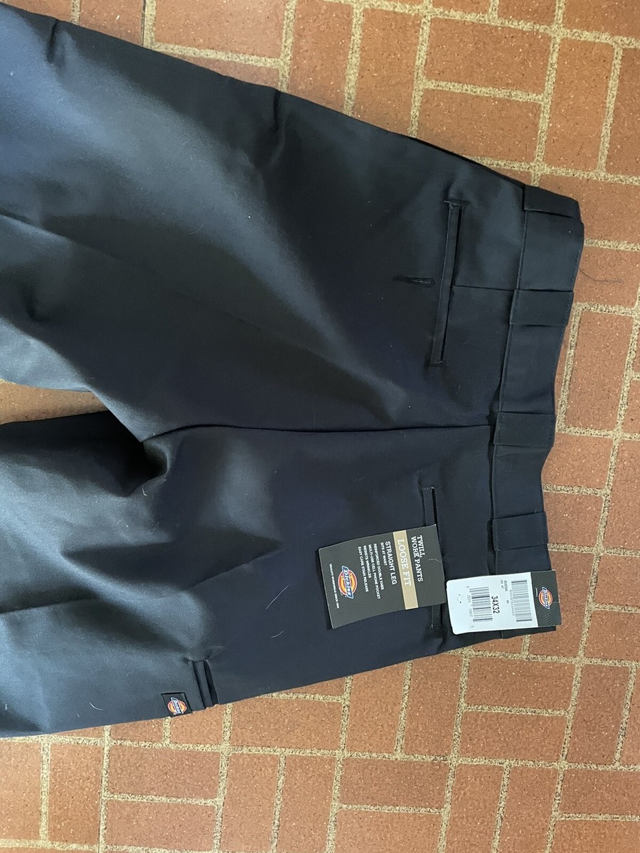 Dickies 34x32 Black Twill Work Pants Loose Fit Straight Leg
