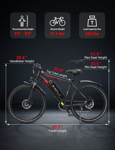 Bici Elettrica BIGFLY BK15 Max MTB 26''Fuoristrada Batteria 36V 10.4Ah - Foto 6 di 10