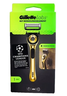 GilletteLabs Rasierer mit Reinigungselement und Wandhalterung, Gold Edition, neu - Bild 1 von 4
