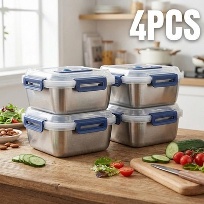 4-Piece Stainless Steel Food Storage Containers,Your Kitchen Organization Helper