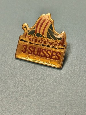 Vintage Anstecknadeln 3 Schweizer Wikinger vergoldet Sammlung Retro altes Badge