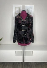 Citron Santa Monica Women's Top Medium Burnout Silk Blend Velvet Floral