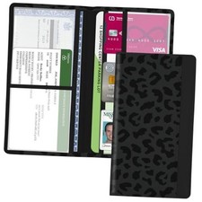 Car Registration and Insurance Holder, with Magnetic Closure for Leopard-Black