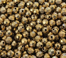 100 pcs Gold Brass Metal Plated Seamless Plastic 6mm Round Crystal Craft Beads