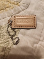 Coach Leather Beige Khaki Brown Purse Charm Fob Hangtag