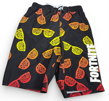 Fortnite Victory Royale Swim Shorts Black Orange Yellow Boys LG 10/12 