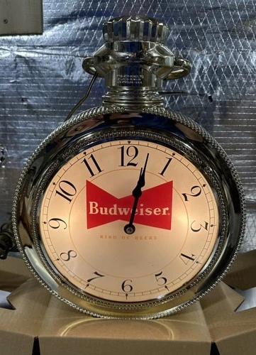 Vintage New Old Stock 1960 Budweiser Beer Adolphus Watch Clock Wall Sign
