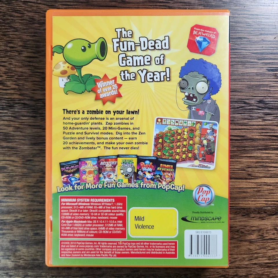 Plants vs Zombies PC Game Of The Year Edition Tested Working Free Shipping AUS - Image 2 of 4