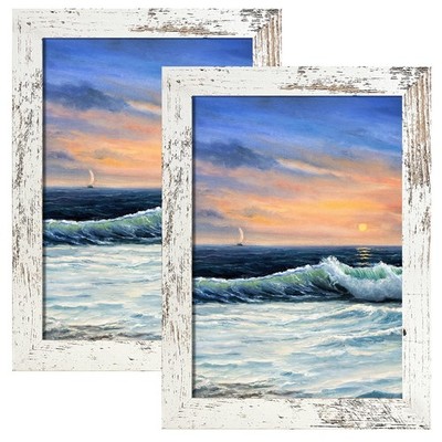 LUCKYLIFE 5x7 Picture Frame Distressed White for Wall 5x7, 