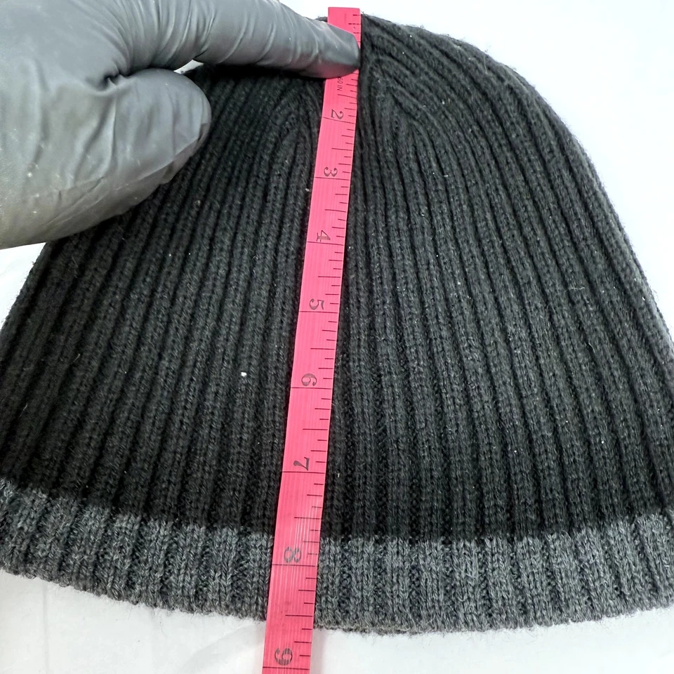 Michael Kors Gorro Tejido Acanalado Hombres Negro Gris Invierno Ropa de Calle Diseñador Foto 4 de 4