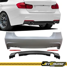 Fits 12-18 BMW F30 3-Series MTech M Sport Sedan Rear Bumper Cover W/ Diffuser