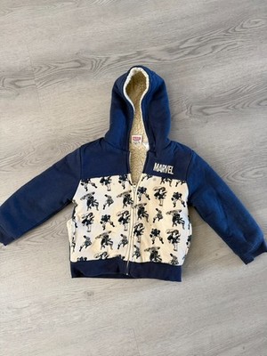 Marvel Thick Warm Navy Toddler Zip Up Hoodie Size 4T  - Winter Sweater
