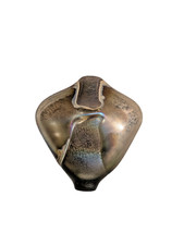 Robert Coleman Brown Amethyst Iridescent Handnlown Art Glass Vase Enamel Stripes