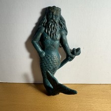 Cast Iron Merman Poseidon Hook Wall Hanger Decor Beach Nautical Towel Holder