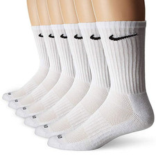 NIKE Dri-FIT Everyday Training 6-Pack Crew Socks Large 8-12 White
