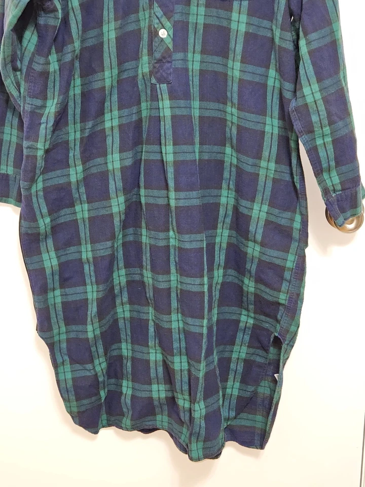 Camisa LL Bean Para Hombres Grande De Colección Verde Azul Franela a Cuadros Camisón Prendas para Dormir Foto 4 de 4