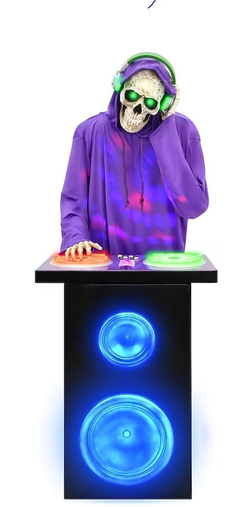 5.5 FT ANIMATED BLUETOOTH DJ SKELETON HALLOWEEN ANIMATRONIC PROP