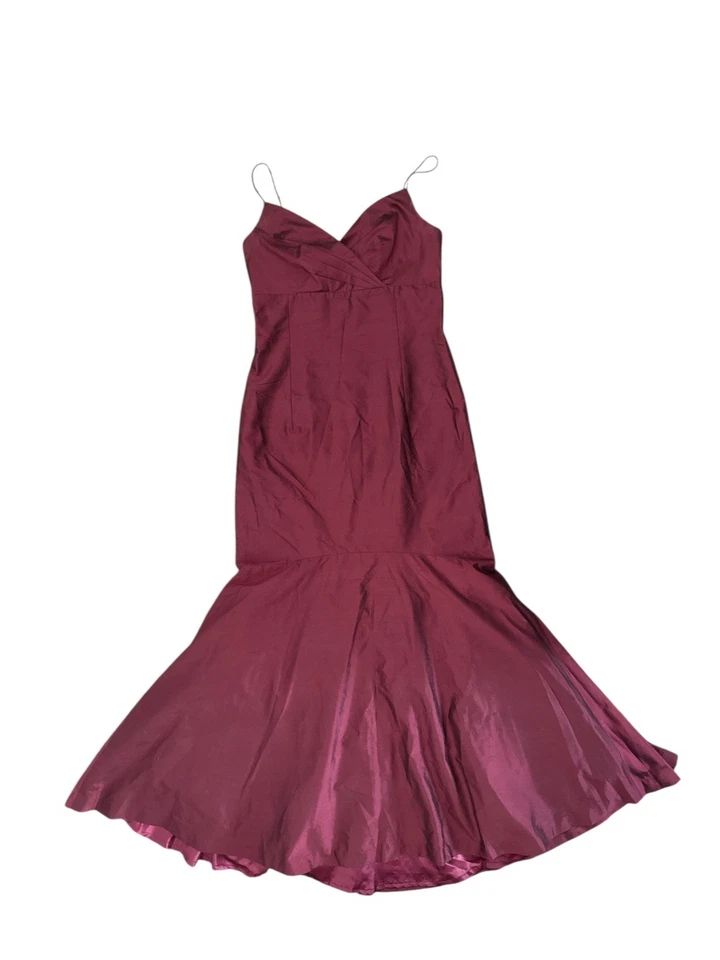 Vestido Formal Jenny Yoo Borgoña Talla 12 100% Seda Sirena Formal Foto 2 de 4