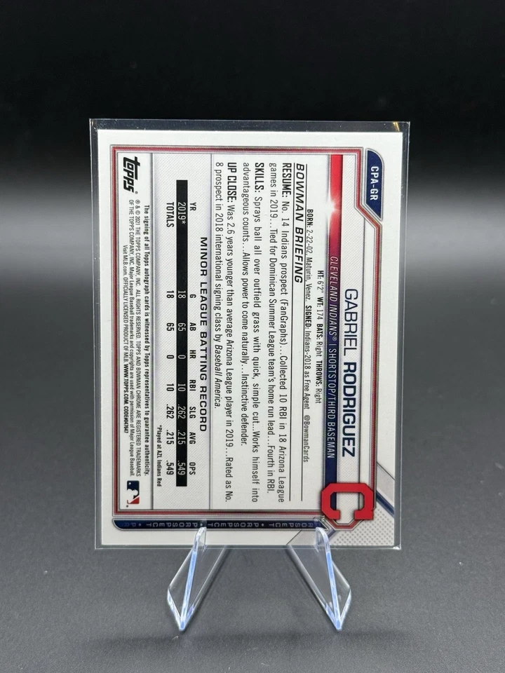 2021 Bowman Chrome Gabriel Rodriguez Auto Yellow Refractor 1st /75 - Image 2 of 2