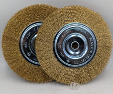 Brass Bench Grinder Wire Wheel Metal 8&rdquo;, 1/2" & 5/8" Arbor, Norton New Lot Of 2