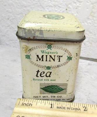 Vintage Wagner Mint tea EMPTY 7/8th oz tin, great colors, kitchen decor tin