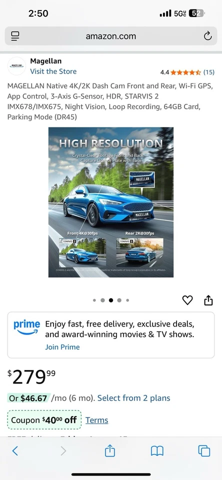 Cámara de tablero doble Magellan Mivue DR 45 Starvis 2 alto rendimiento Foto 2 de 4